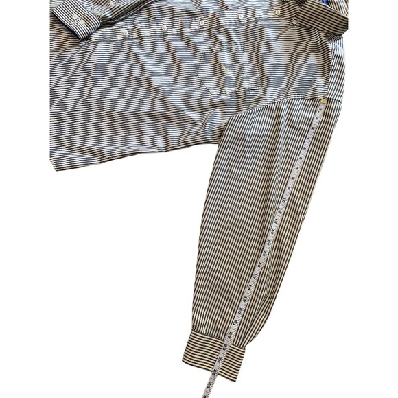 Nautica Men's Top Button Up Long Sleeve Shirt Yellow Blue Striped Pocket XL - Picture 7 of 11